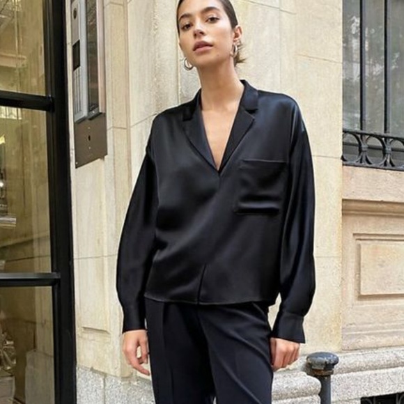 Babaton Hasek Collared Satin Blouse - Picture 2 of 6